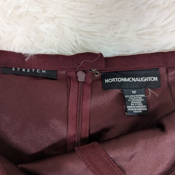 Y2K A-Line Faux Suede Midi Skirt Burgundy Brown Size 12 by Norton McNaughton - Picture 4 of 13